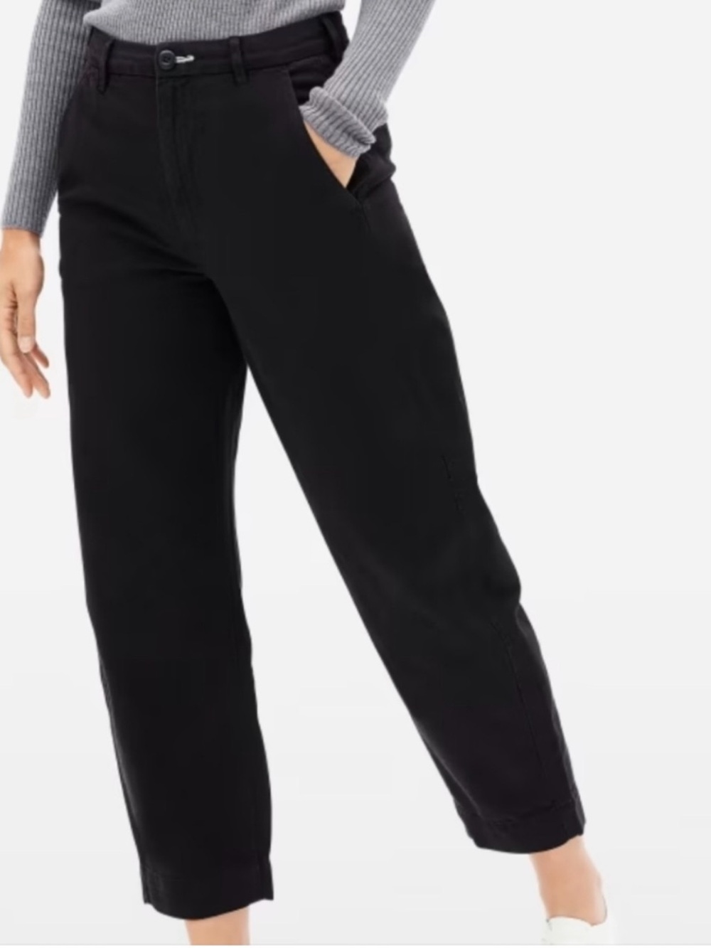Everlane Curved Canvas Pant Sz 2 Black Cotton Minimalist Neutral Capsule Classic - Picture 7 of 13
